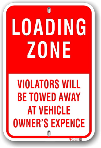 1nplz6 loading zone violators will be towed away