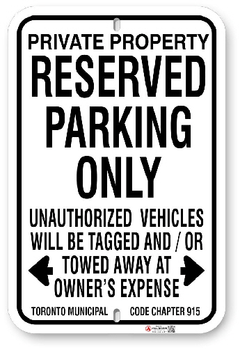 1RPPA3 Reserved Parking Only sign with Toronto Municipal Code Chapter 915