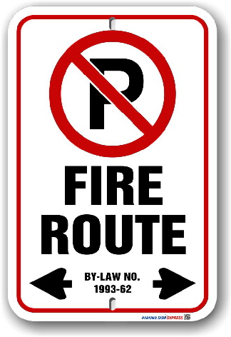 2fr001 Fire Route  Sign for the City of Newmarket By-Law 1993-82
