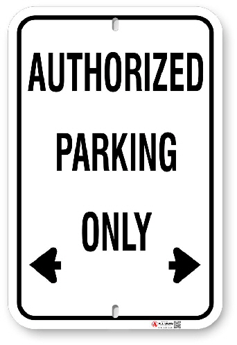 1AP001 Standard Authorized Parking Sign
