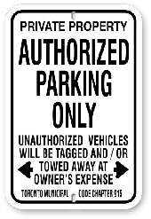 1AP004 Authorized parking sign for The City of Toronto Municipal Code Chapter 915
