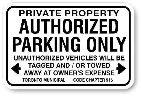 1AP005 Authorised Parking Sign, Toronto Municipal Code Chapter 915 - Aluminum Parking Sign