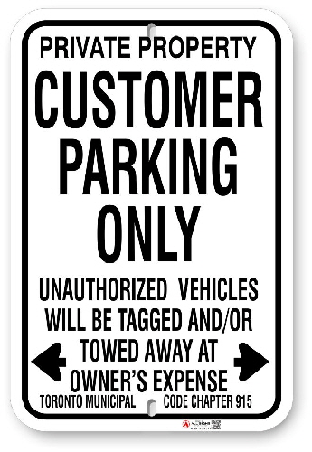 1CP002 Customer Parking Only with Toronto Municipal Code Chapter 915 