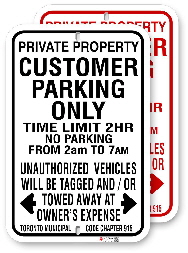 1CP101 customer parking only with time limit and toronto municipal code chapter 915 by all signs co