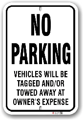 1np003 no parking sign vehicles will be towed away