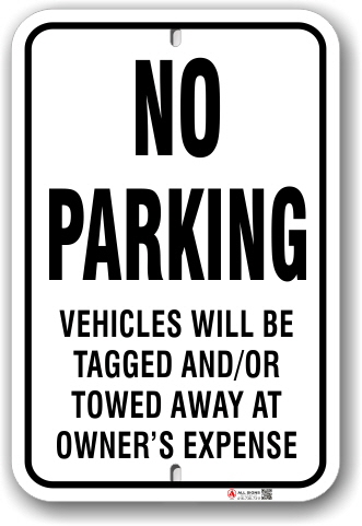 1np003 no parking sign vehicles will be towed away