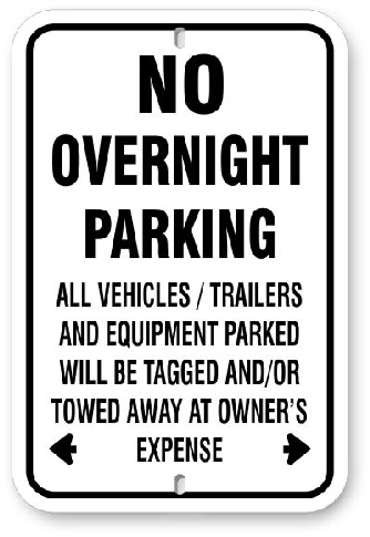 1NP010 No Overnight Parking Sign