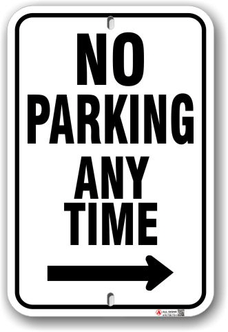 1np014-r no parking any time with right arrow parking sign by all signs co