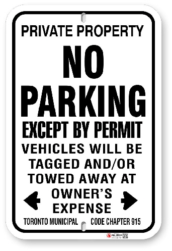 1NPP05 No  Parking Except By Permit Sign with Toronto Municipal Code 915 