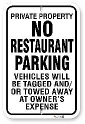 1NRP01 No Restaurant Parking Sign