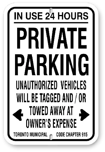 1PP001 Private Parking - in use 24 Hours - Toronto Municipal Code Chapter 915