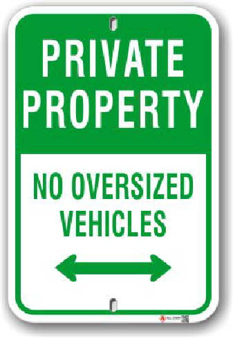 1ppar1 private property no oversized vehicles parking sign by all signs