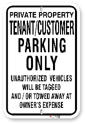 1tc0a1 tenant - customer parking only sign made by all signs co