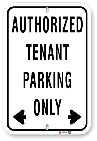 1tp005 basic authorized tenant parking sign made by all signs co