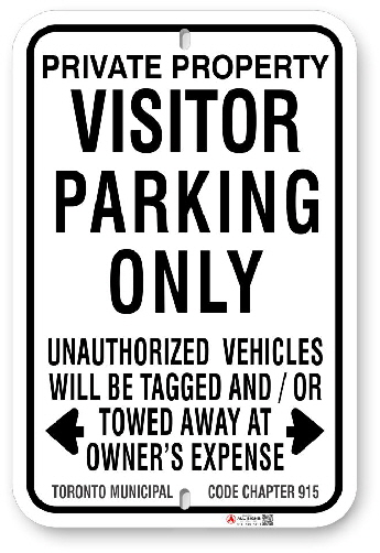 1vp103 visitor parking only sign with toronto municipal code chapter 915 made by all signs co