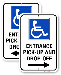 2EH001 Handicap Entrance Sign with Left or Right Arrows and Handicap Logo