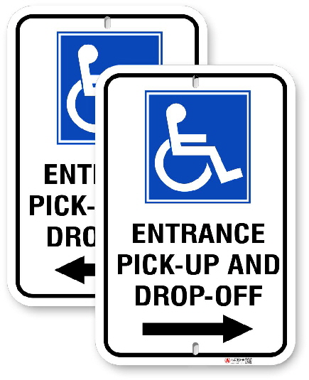 2EH001 Handicap Entrance Sign with Left or Right Arrows and Handicap Logo