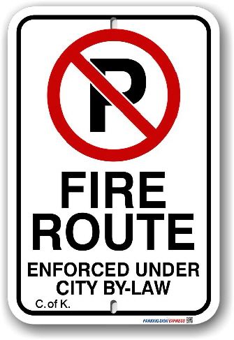 2FR006 Fire Route Sign for the City of Kitchener By-Law 2019-113