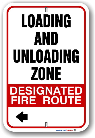 2fr013 designated fire route loading and unloading zone sign for the township of uxbridge by-law 2013-184