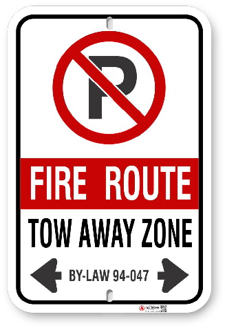 2frcb2 fire route sign for bradford west gwillimbury by-law 94-047