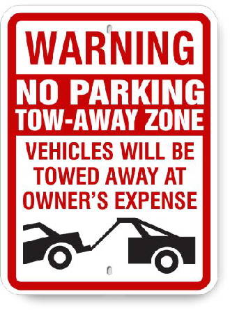 2TA001 Warning No Parking Tow Away Zone