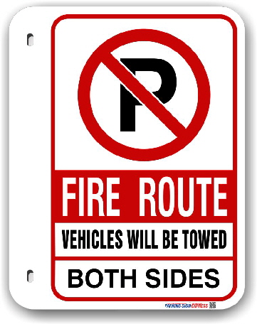 FR-7 Designated Fire Route Sign for the City of Mississauga Fire Route By-Law #1036-8