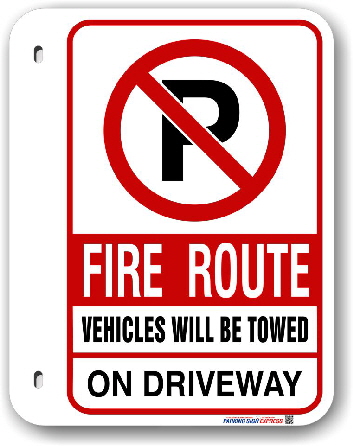 fr-8 Designated Fire Route Sign for the City of Mississauga Fire Route By-Law #1036-8