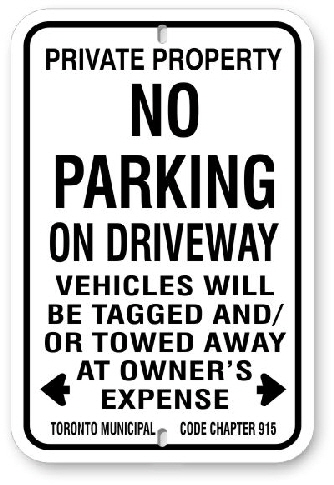 inp008 no parking any time on driveway toronto by-law 915