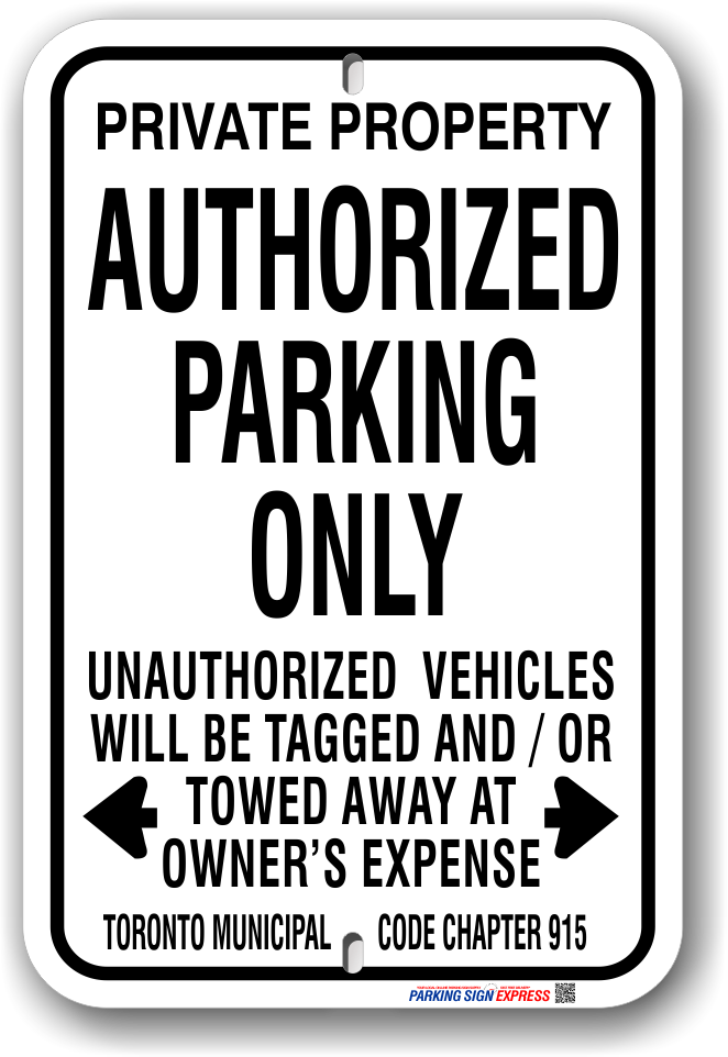 1ap004 private property authorized parking only sign for toronto municipal code chapter 915