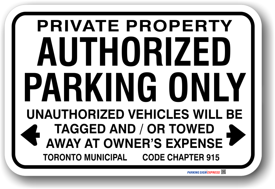 1ap005-h private property authorized parking only sign for toronto municipal code chapter 915