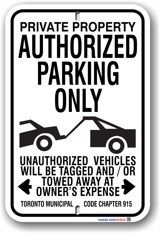 1ap007 authorized parking sign with car being towed for toronto municipal code chapter 915