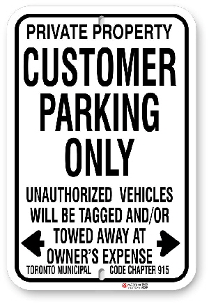 1cp002 customer parking only with toronto municipal code chapter 915 by all signs co