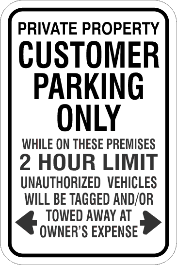 Customer Parking sign with Optional Time Limit text