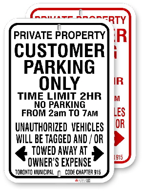 1cpmo2 customer parking only with time limit and toronto municipal code chapter 915 by all signs co