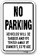 1np003 no parking sign vehicles will be towed away