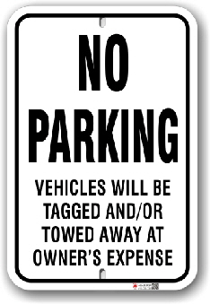 1np003 no parking sign vehicles will be towed away