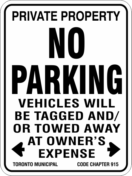 No Parking Sign, Toronto Municipal By-Law Code 915