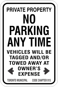 No Parking Any Time Toronto Municipal Code Chapter 915