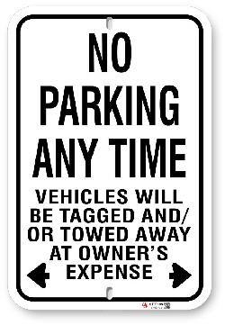 1np007 no parking any time sign by all signs co