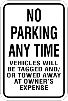 No Parking Any Time - Non By-law