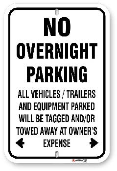1np010 no overnight parking sign by all signs co