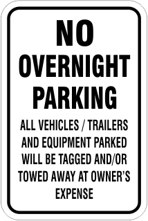 No Overnight Parking Sign