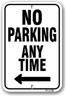 1np014-l no parking any time with left arrow parking sign by all signs co