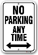 1np014 no parking any time with arrows both ways parking sign by all signs co