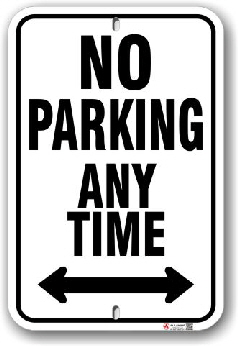 1np014 no parking any time with arrows both ways parking sign by all signs co