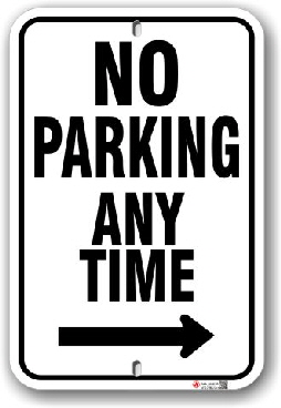 1np014-r no parking any time with right arrow parking sign by all signs co