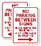 1npb03 no parking between sign with right or left  arrows and warning text by all signs co