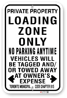 1nplz1 no parking loading zone sign with toronto municipal code chapter 915 by all signs co