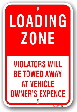 1nplz6 loading zone violators will be towed away by all sign