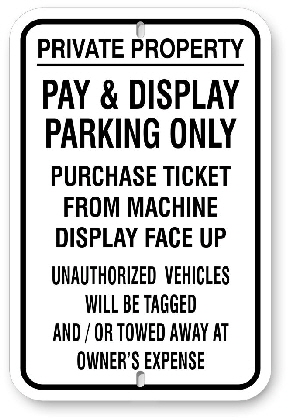 1npp01 no parking pay & display parking only - aluminum parking sign